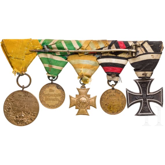 F&uuml;nfteilige Ordensschnalle eines s&auml;chsischen Teilnehmers am Krieg 1870/71