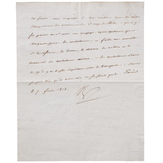 Napoleon I. - mit "NP" signierter Diktatbrief an den Kriegsverwaltungsminister Comte de Cessac mit Anweisungen f&uuml;r Truppenverlegungen vom 7. Februar 1813