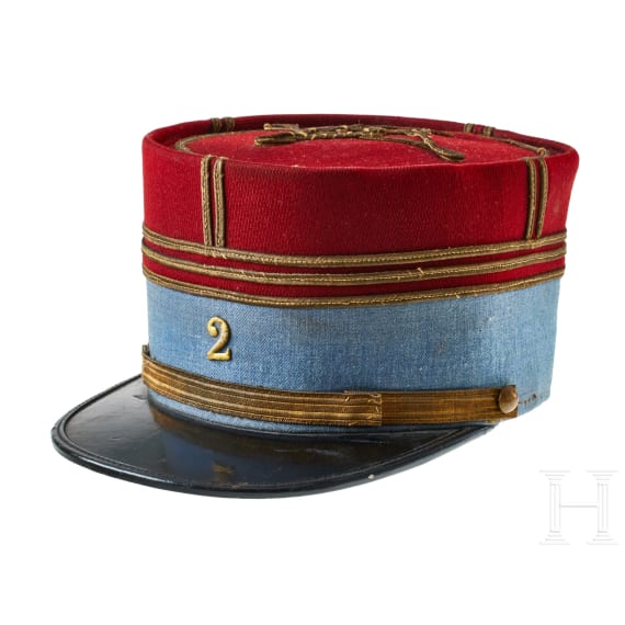 Two Kepi Caps for a French Cuirassier Officer and a French Officer of St. Cyr Cavalry School