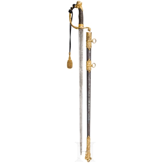 Major J. Poysat, Adjutant-Major de la 3e L&eacute;gion de la Garde Nationale de Paris &ndash; prunkvoller Geschenkdegen zu seinem Abschied am 19. Oktober 1849