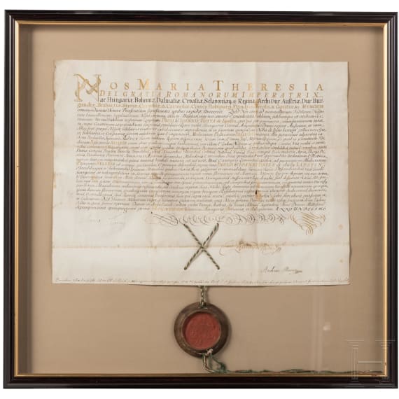 Kaiserin Maria Theresia - Schenkungsurkunde f&uuml;r die Br&uuml;der Paul und Johann Tiszta, datiert 1751