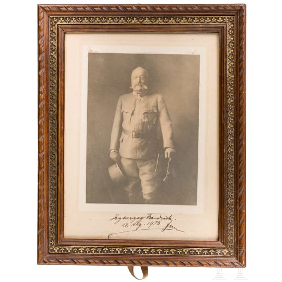 Erzherzog Friedrich von &Ouml;sterreich-Teschen (1856 - 1936) - signierte Portraitaufnahme in Geschenkrahmen, datiert 27.8.1919