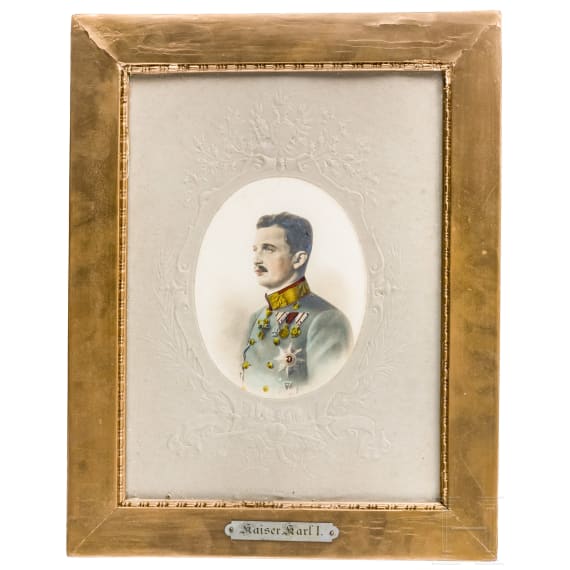 Kaiser Karl I. von &Ouml;sterreich - gerahmtes koloriertes Portraitfoto
