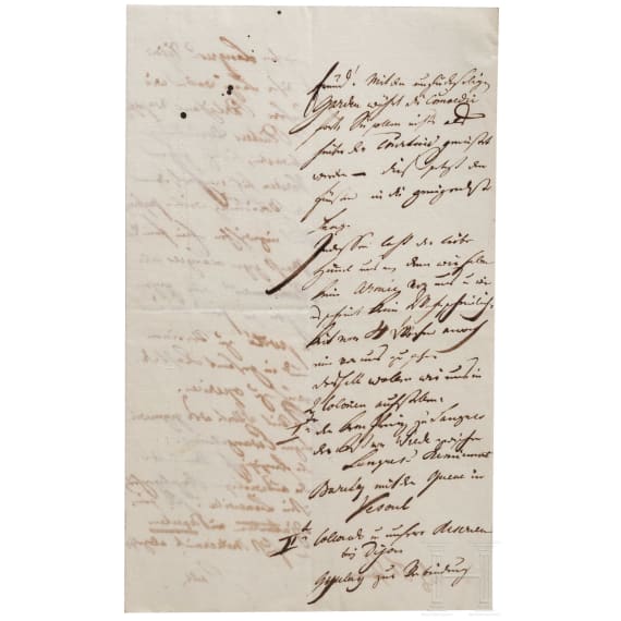 Feldmarschall Josef Wenzel Radetzky von Radetz (1766 - 1858) - eigenh&auml;ndiger Brief mit Unterschrift, datiert 8.1.(1815?)