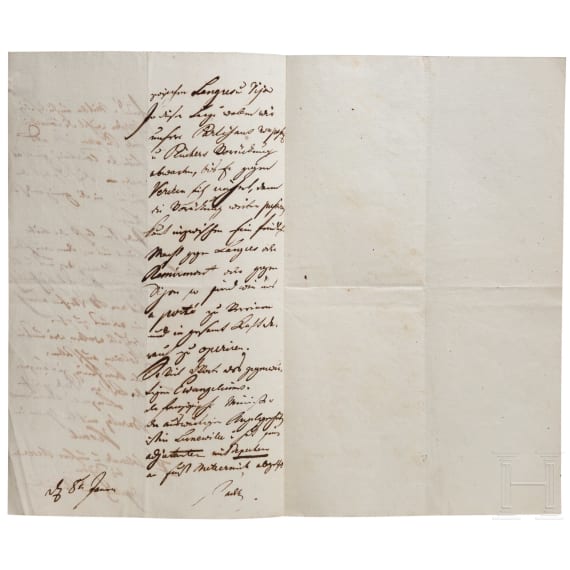 Feldmarschall Josef Wenzel Radetzky von Radetz (1766 - 1858) - eigenh&auml;ndiger Brief mit Unterschrift, datiert 8.1.(1815?)