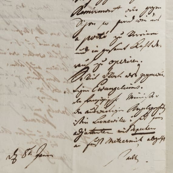 Feldmarschall Josef Wenzel Radetzky von Radetz (1766 - 1858) - eigenh&auml;ndiger Brief mit Unterschrift, datiert 8.1.(1815?)