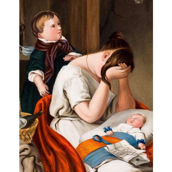 &Ouml;lgem&auml;lde "Todesnachricht", um 1840