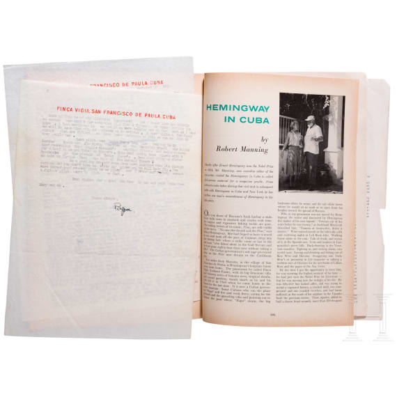 Ernest Hemingway (1899 - 1961) - bedeutender, mit "Papa" signierter Brief an Robert Manning vom 30. Dezember 1954 mit Kuvert