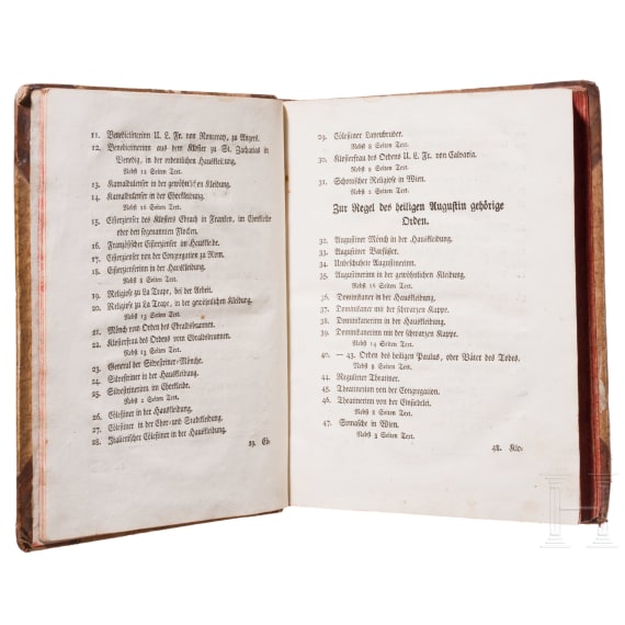 Christian Friedrich Schwan (1733 - 1815), "Abbildungen der vorz&uuml;glichsten Geistlichen-Orden in ihren gew&ouml;hnlichsten Ordenskleidungen", nahezu komplette zweib&auml;ndige Ausgabe, Mannheim, 1791