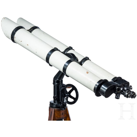 Gro&szlig;es Doppelfernrohr Zeiss 110 auf Holzstativ, 20. Jhdt.