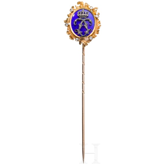 K&ouml;nig Ludwig II. - diamantbesetzte goldene Geschenknadel