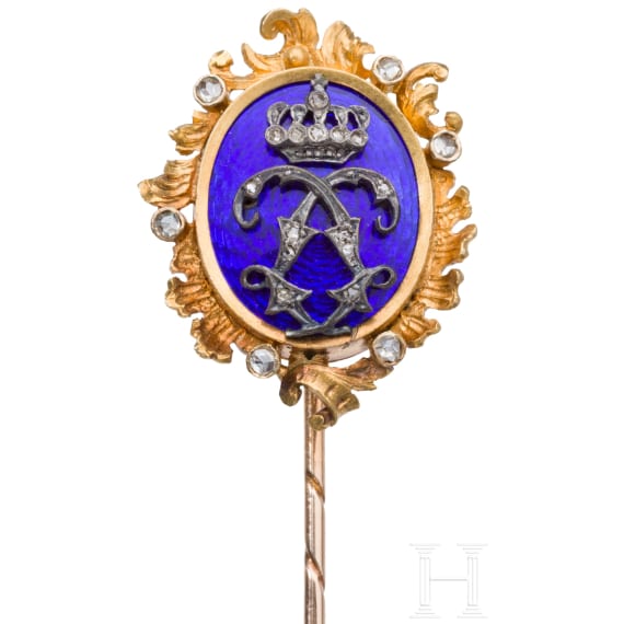 K&ouml;nig Ludwig II. - diamantbesetzte goldene Geschenknadel