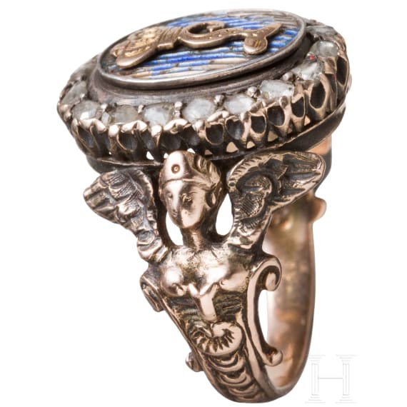 K&ouml;nig Ludwig II. von Bayern - Geschenkring mit gekr&ouml;nter Namenschiffre "L", um 1880