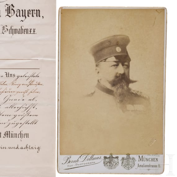 K&ouml;nig Ludwig II. - Patent f&uuml;r den Major Karl Lorch, datiert 1881