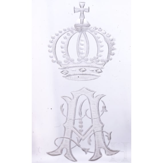 Prinz Alfons von Bayern (1862 - 1933) - sechs Weingl&auml;ser mit Beerennuppen