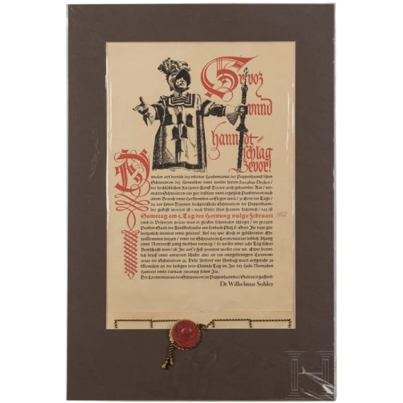 Prinz und Prinzessin Alfons von Bayern - neun Ehrenurkunden oder -diplome aus den Jahren 1898 - 1932 sowie vier weitere Ehrengaben