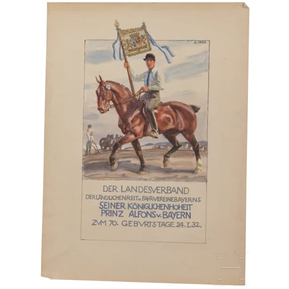 Prinz und Prinzessin Alfons von Bayern - neun Ehrenurkunden oder -diplome aus den Jahren 1898 - 1932 sowie vier weitere Ehrengaben