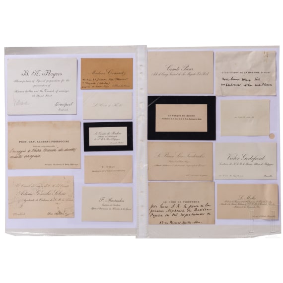 Prinz und Prinzessin Alfons von Bayern - Sammlung von ca. 670 Visiten- und Besucherkarten des europ&auml;ischen Adels, der gehobenen Gesellschaft, der Kirche oder des Milit&auml;rs, ab etwa 1870