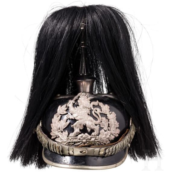 Helm f&uuml;r Offiziere im Garde-Dragoner-Regiment Nr. 23 oder im Leib-Dragoner-Regiment Nr. 24, mit Paradebusch, um 1910