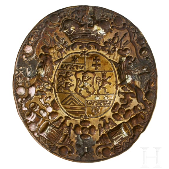 A Hessian Cartridge Box Plate, "Jagdlandgraf" Louis VIII (1691-1768), Landgrave of Hesse-Darmstadt