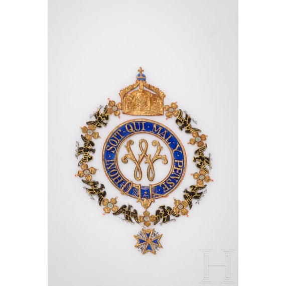 Kaiser Wilhelm II. - Teller, Teekanne und Sahnekanne aus dem Bordservice der kaiserlichen Yacht "S.M.Y. Hohenzollern", KPM Berlin