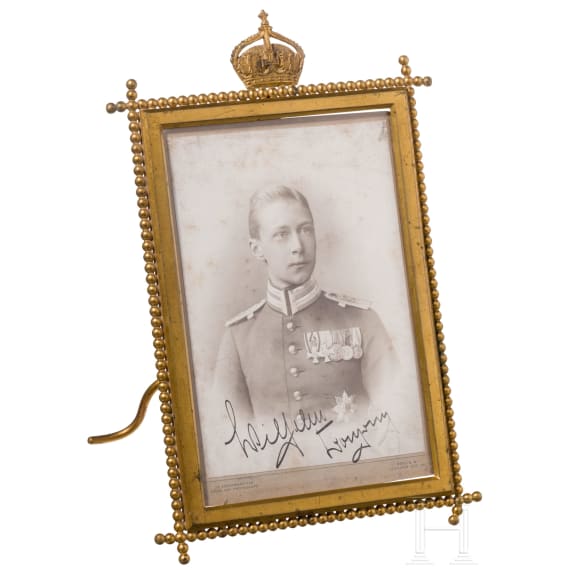 Kronprinz Wilhelm von Preu&szlig;en - Widmungsportr&auml;t im Geschenkrahmen, um 1905