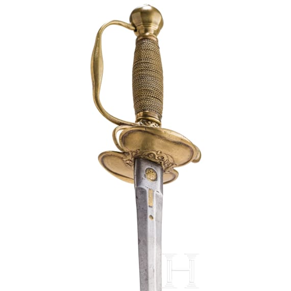 Degen f&uuml;r Offiziere der Infanterie (Form I) mit Potzdam-Klinge, Trageweise ab 1710