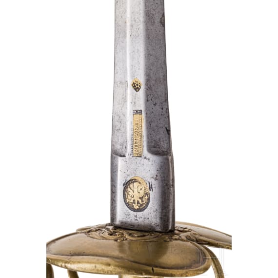 Degen f&uuml;r Offiziere der Infanterie (Form I) mit Potzdam-Klinge, Trageweise ab 1710