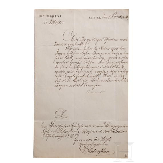 General August Graf Neidhardt von Gneisenau (1760 - 1831) - Degen des PLM-Tr&auml;gers Oberst Heinrich Sigismund von der Heyde und sieben Briefe Gneisenau/von der Heyde