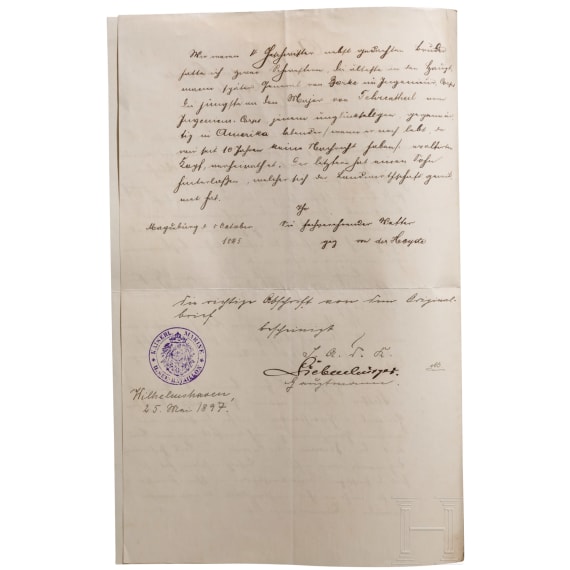 General August Graf Neidhardt von Gneisenau (1760 - 1831) - Degen des PLM-Tr&auml;gers Oberst Heinrich Sigismund von der Heyde und sieben Briefe Gneisenau/von der Heyde
