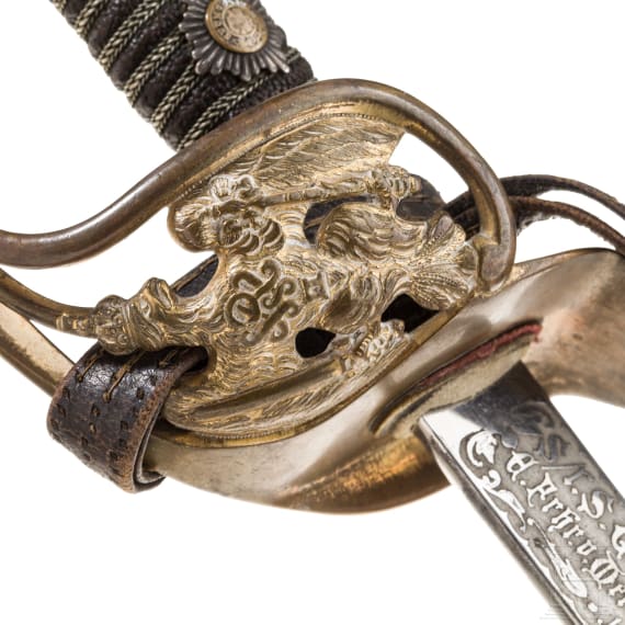 Pour le M&eacute;rite- und Eichenlaubtr&auml;ger Siegfried Graf zu Eulenburg - Geschenkdegen, datiert 1890
