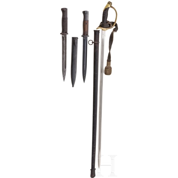 Degen M 1889 und zwei Bajonette M 84/98