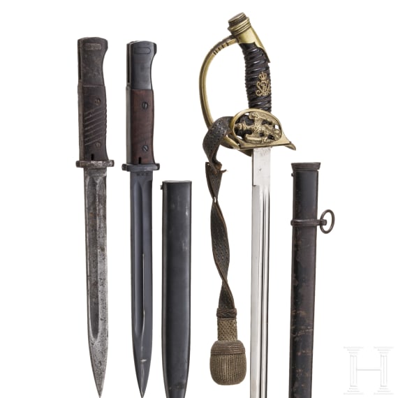 Degen M 1889 und zwei Bajonette M 84/98
