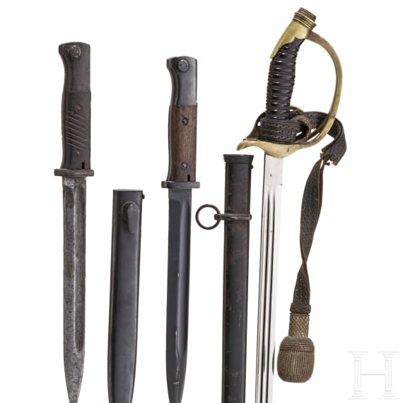 Degen M 1889 und zwei Bajonette M 84/98