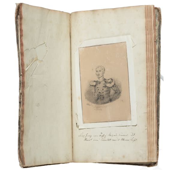 Album mit handgezeichneten Offiziersportraits, um 1830 - 1850