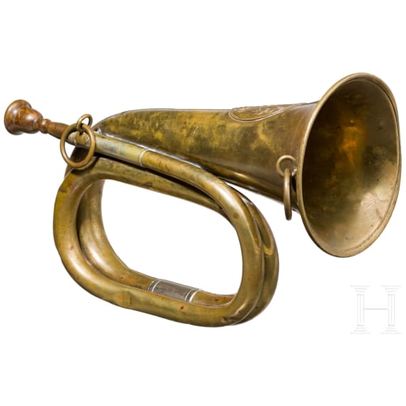 Signalhorn f&uuml;r die s&auml;chsische Infanterie im Ersten Weltkrieg, datiert 1915