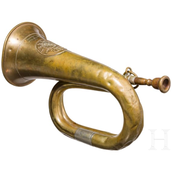 Signalhorn f&uuml;r die s&auml;chsische Infanterie im Ersten Weltkrieg, datiert 1915