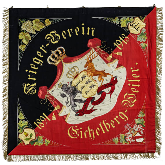 Fahne des Kriegervereins Eichelberg-Weiler, W&uuml;rttemberg, 1891 - 1913