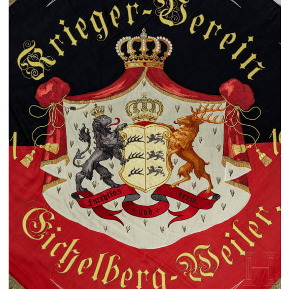 Fahne des Kriegervereins Eichelberg-Weiler, W&uuml;rttemberg, 1891 - 1913