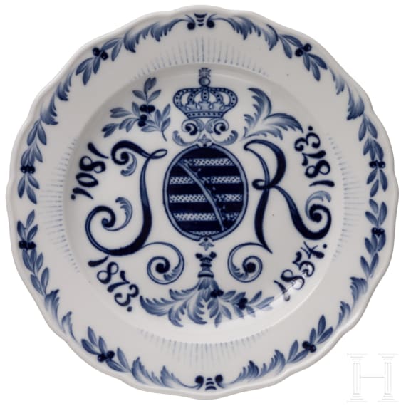 F&uuml;nf Meissen-Erinnerungsteller, Sachsen, 1. H&auml;lfte 20. Jhdt.