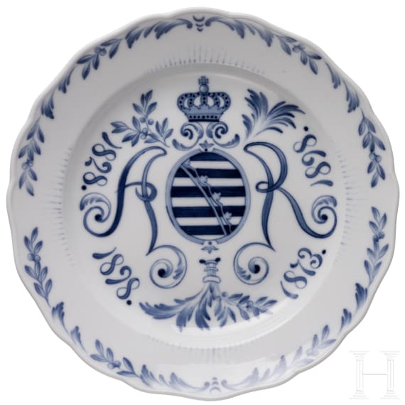 F&uuml;nf Meissen-Erinnerungsteller, Sachsen, 1. H&auml;lfte 20. Jhdt.