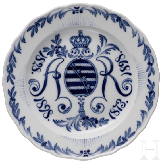 F&uuml;nf Meissen-Erinnerungsteller, Sachsen, 1. H&auml;lfte 20. Jhdt.