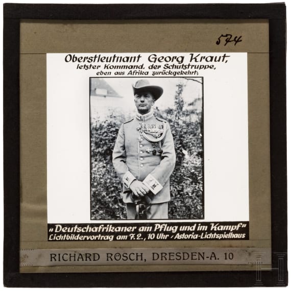 Oberstleutnant Georg Kraut (1870 - 1964), Adjutant von Lettow-Vorbeck - &uuml;ber 550 koloniale Glasdias mit Projektor