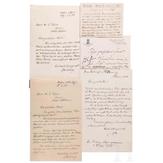 Reichskommissar Dr. Carl Peters (1856 - 1918), Gr&uuml;nder Deutsch-Ostafrikas - 37 Briefe und Dokumente von 1908 - 1918 und Telegramm zur Rehabilitierung, 1937