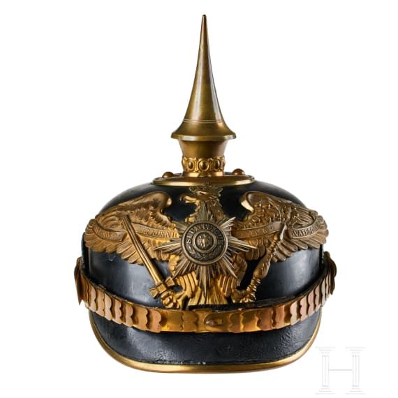 A helmet for Prussian One Year Guard Infantry volunteers, with shoulder boards and photo of owner
