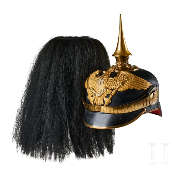 Preu&szlig;en - Helm eines Offiziers der Reserve im Grenadier-Regiment Nr. 7, mit Paradebusch
