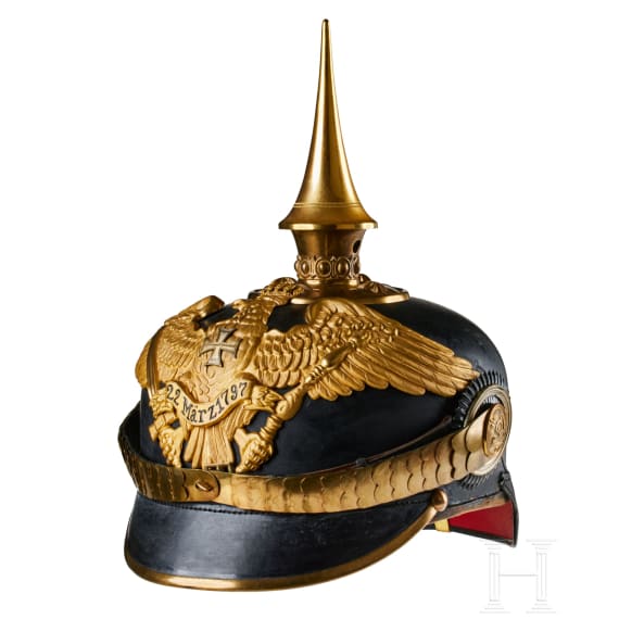 Preu&szlig;en - Helm eines Offiziers der Reserve im Grenadier-Regiment Nr. 7, mit Paradebusch