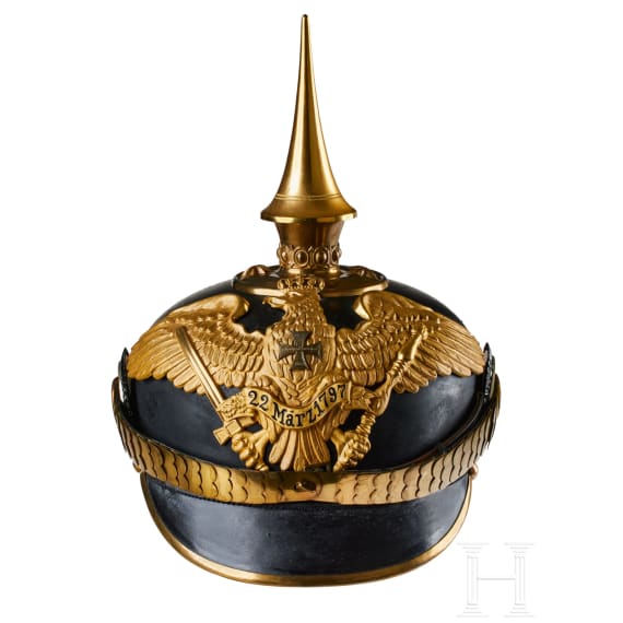Preu&szlig;en - Helm eines Offiziers der Reserve im Grenadier-Regiment Nr. 7, mit Paradebusch