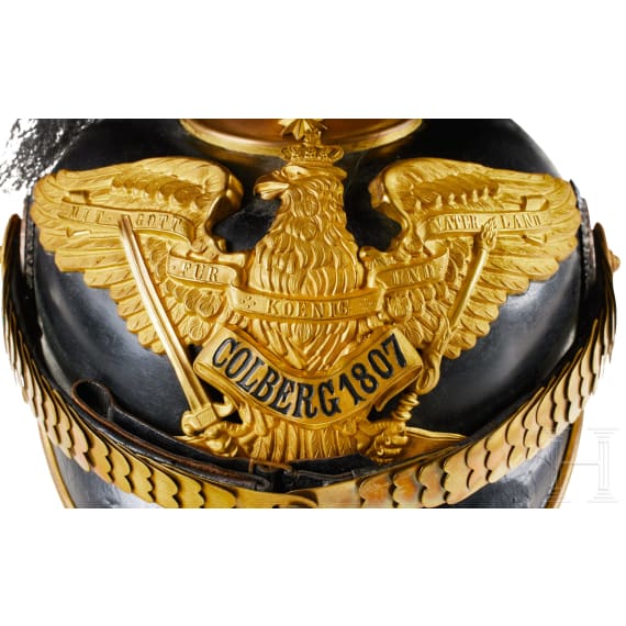 Preu&szlig;en - Helm f&uuml;r Offiziere des Grenadier-Regiments Nr. 9, mit Haarbusch