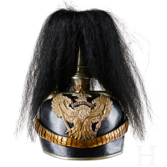 Preu&szlig;en - Helm f&uuml;r Offiziere des Dragoner-Regiments Nr. 16, mit Haarbusch